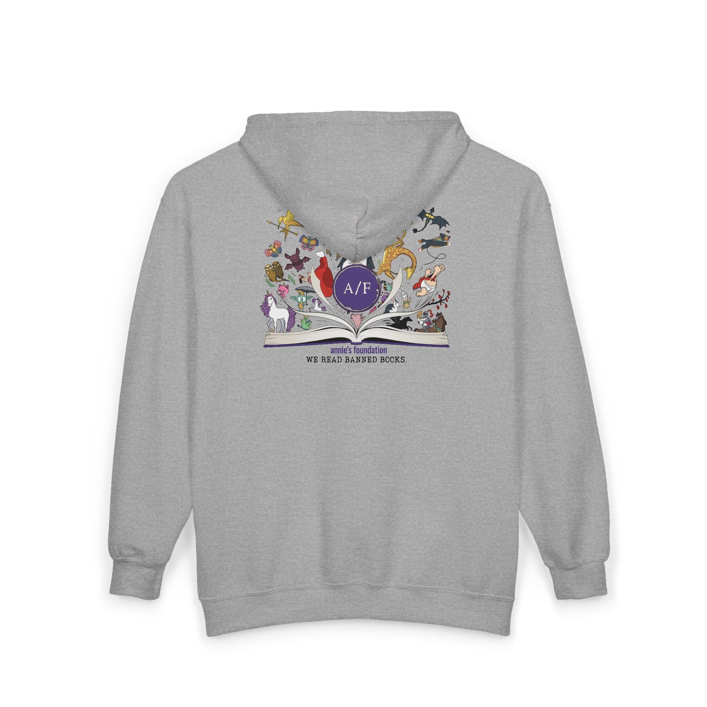 Annie's Foundation Zip Hoodie with Magical Banned Books on Back