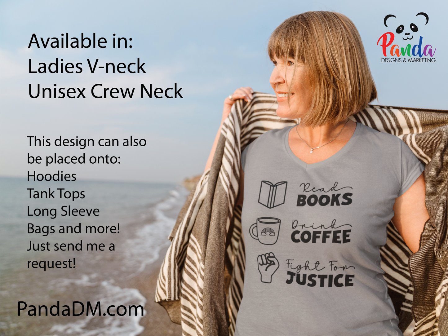 Books, Coffee, & Justice T-shirt