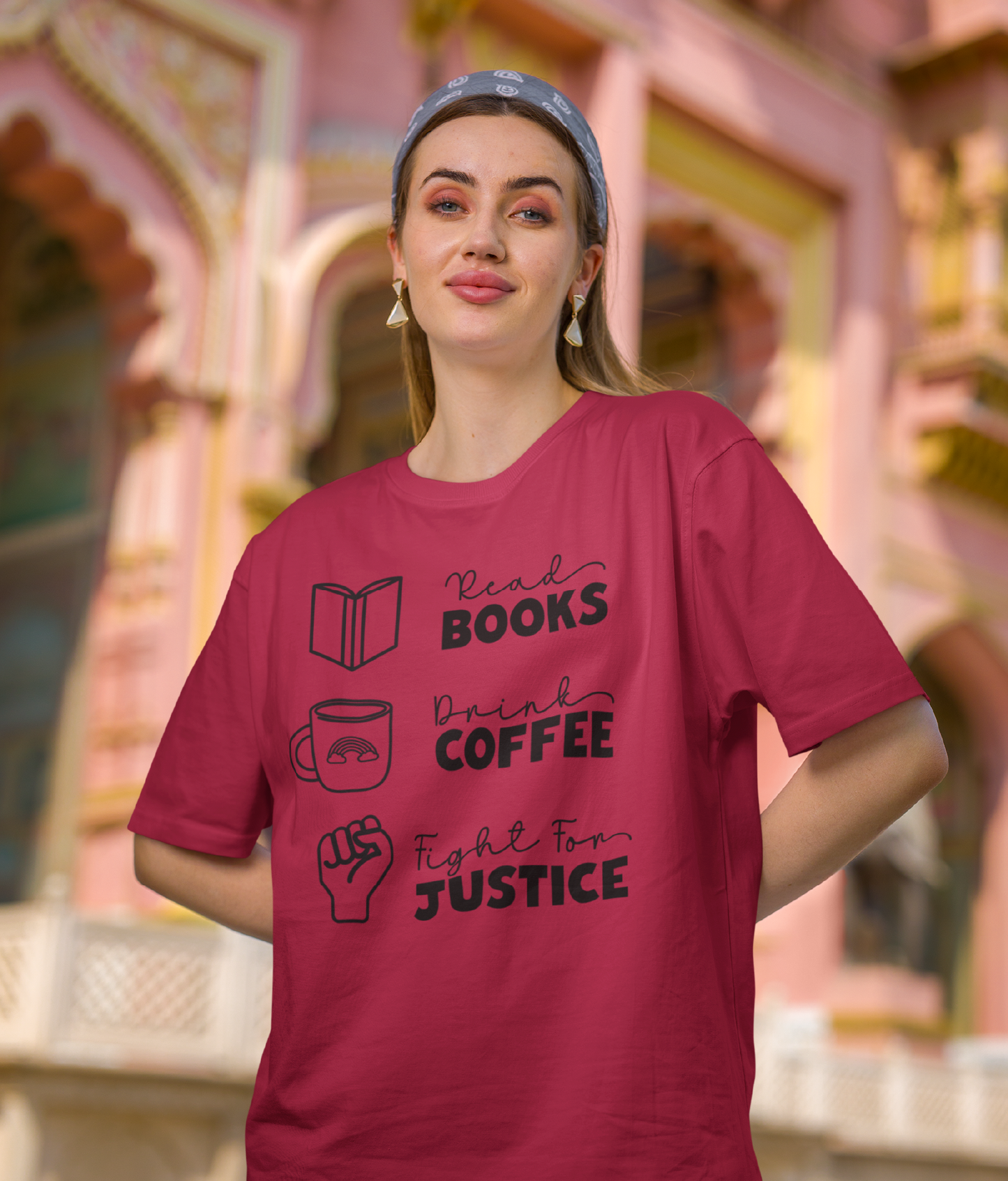 Books, Coffee, & Justice T-shirt