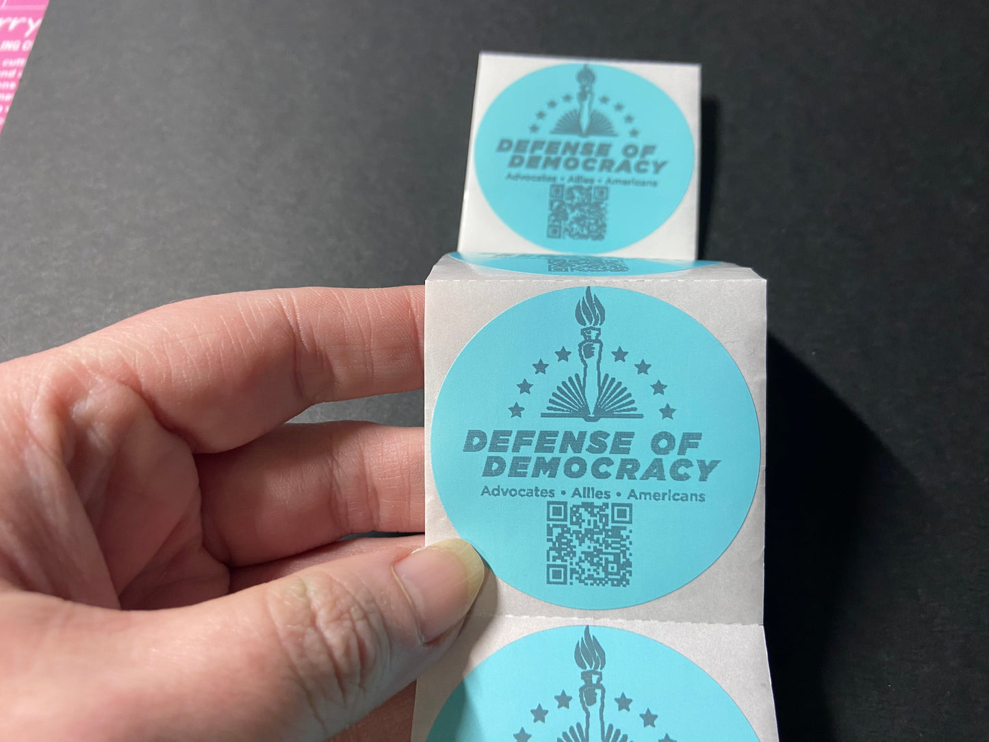 Bulk Thermal Stickers Defense of Democracy