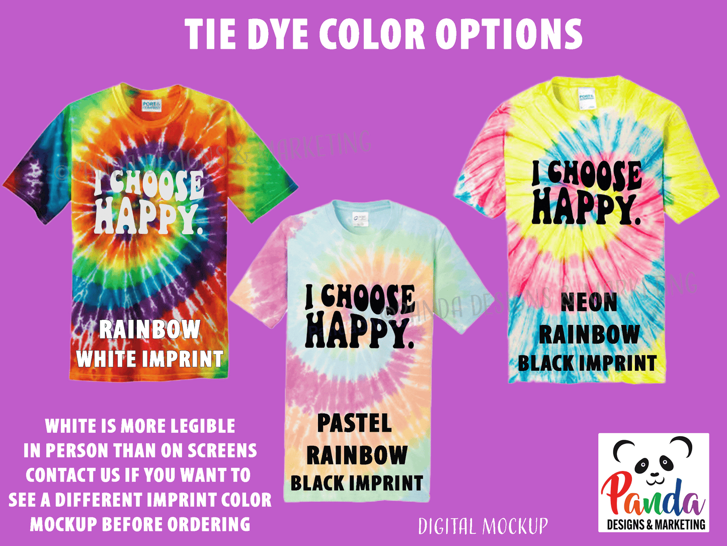 I Choose Happy. Tie Dye Short Sleeve T-shirt (Unisex or Ladies V-Neck)