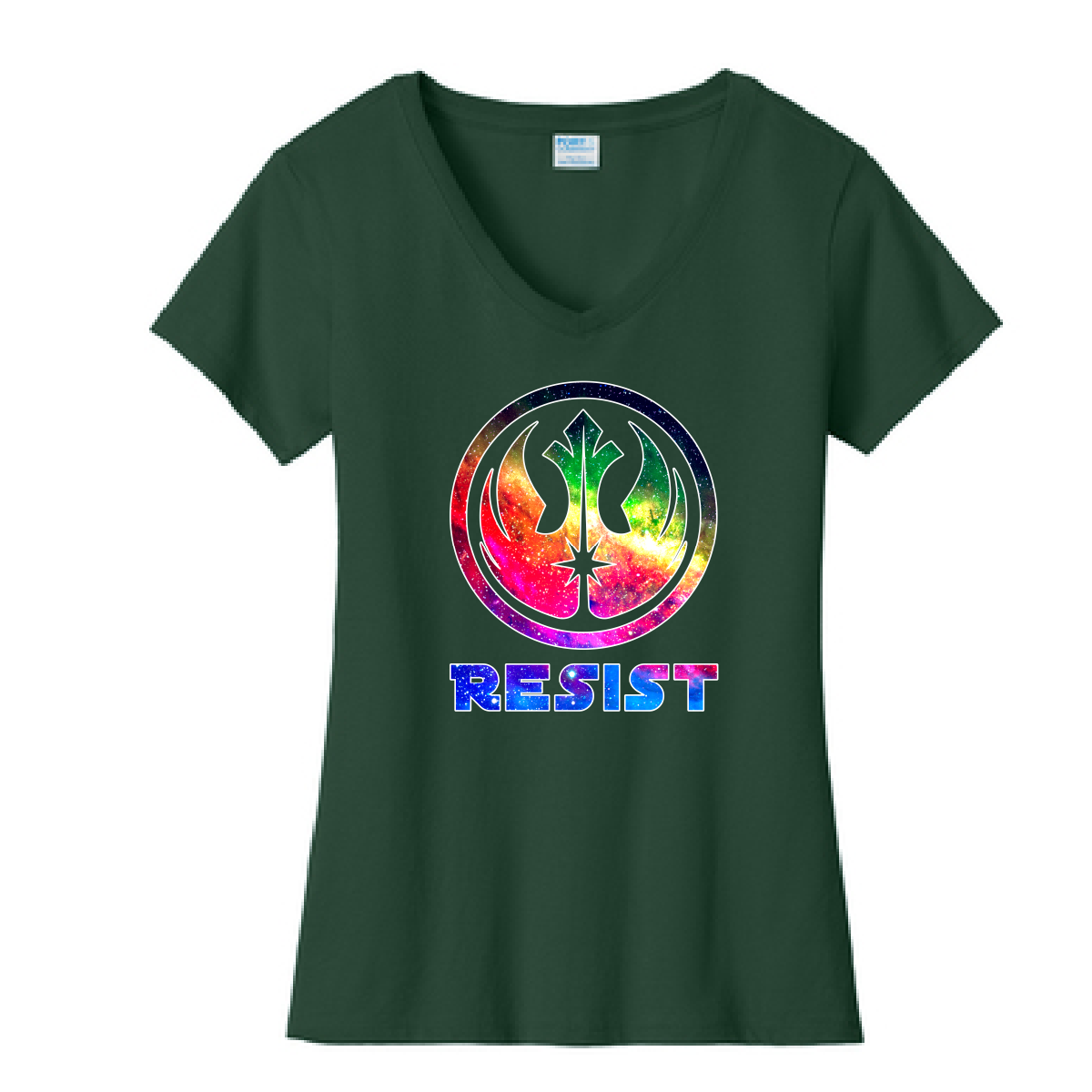 Rainbow Galaxy Resist T-Shirt - Ladies V-Neck