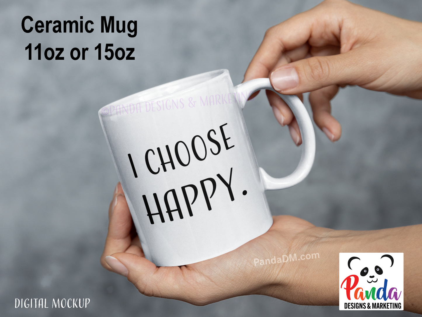 I CHOOSE HAPPY. Ceramic Mug (multiple sizes)