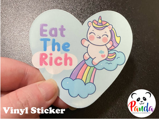 Eat the Rich Unicorn Vinyl Sticker