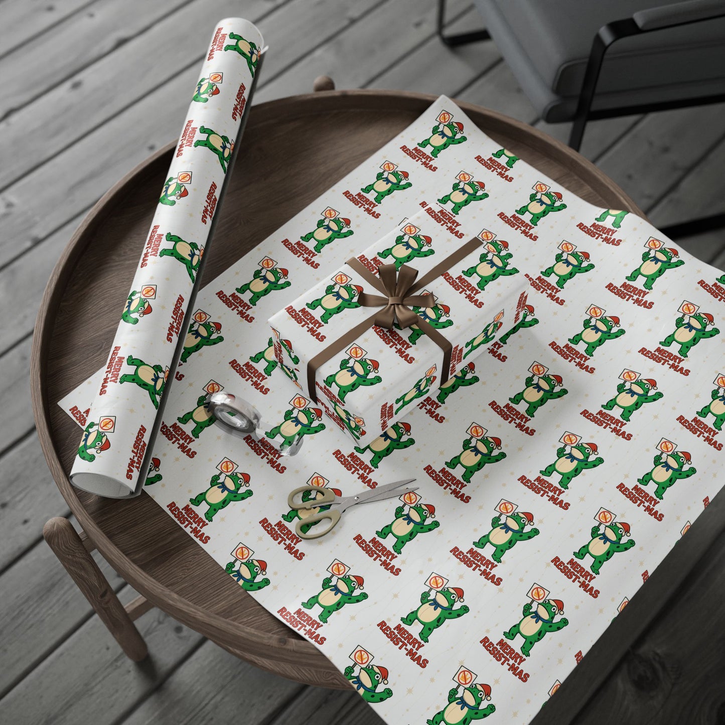 Wrapping Paper — Merry Resist-mas Frog Holiday Gift Wrap