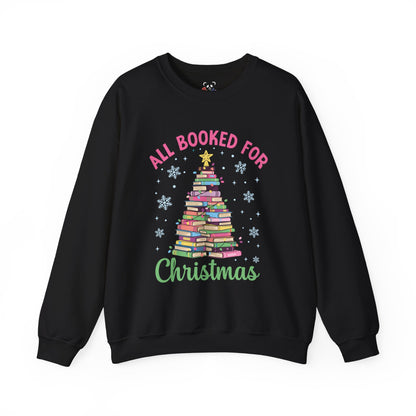 "All Booked for Christmas" Cozy Pastel Crewneck Sweatshirt
