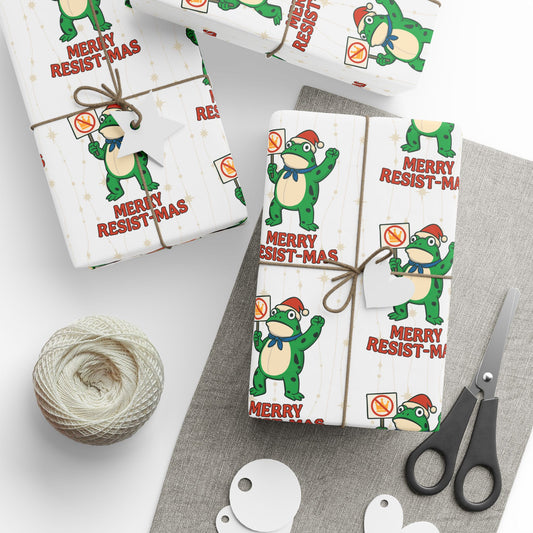 Wrapping Paper — Merry Resist-mas Frog Holiday Gift Wrap