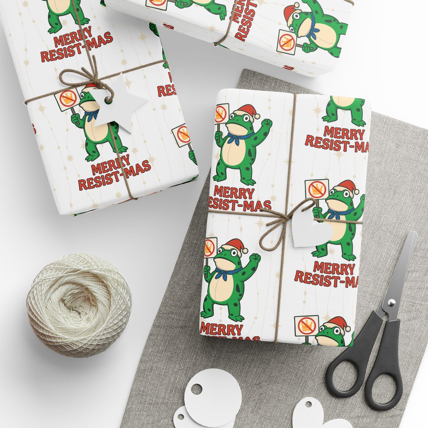 Wrapping Paper — Merry Resist-mas Frog Holiday Gift Wrap