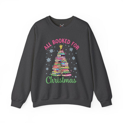 "All Booked for Christmas" Cozy Pastel Crewneck Sweatshirt