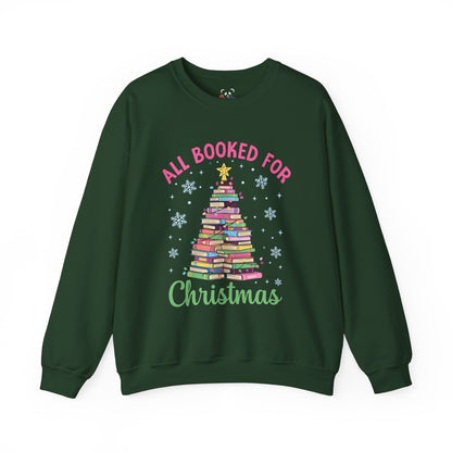 "All Booked for Christmas" Cozy Pastel Crewneck Sweatshirt