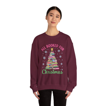 "All Booked for Christmas" Cozy Pastel Crewneck Sweatshirt