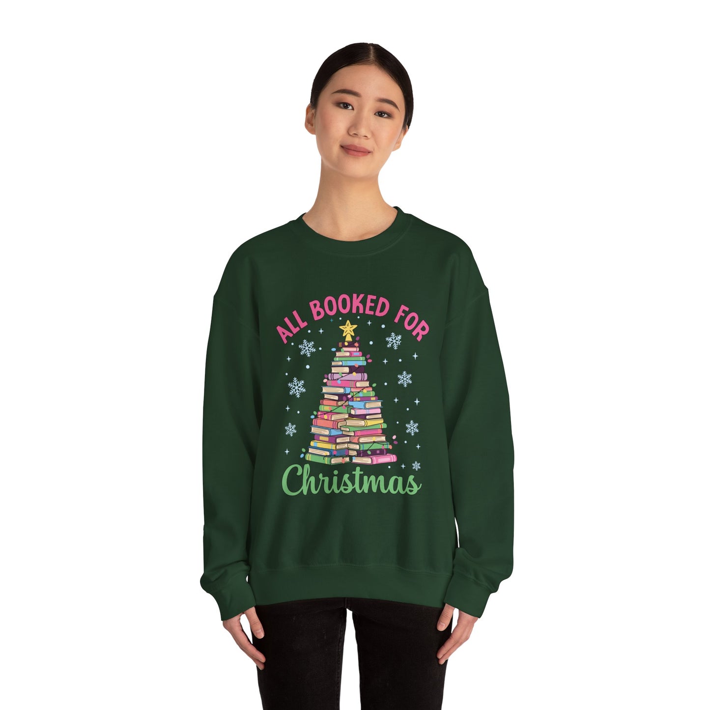 "All Booked for Christmas" Cozy Pastel Crewneck Sweatshirt