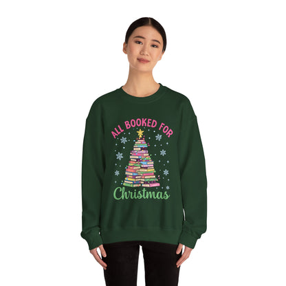 "All Booked for Christmas" Cozy Pastel Crewneck Sweatshirt