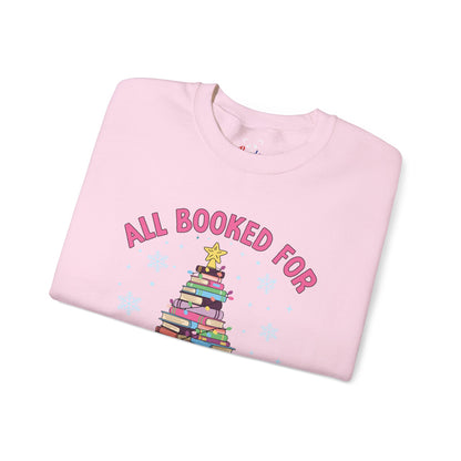 "All Booked for Christmas" Cozy Pastel Crewneck Sweatshirt