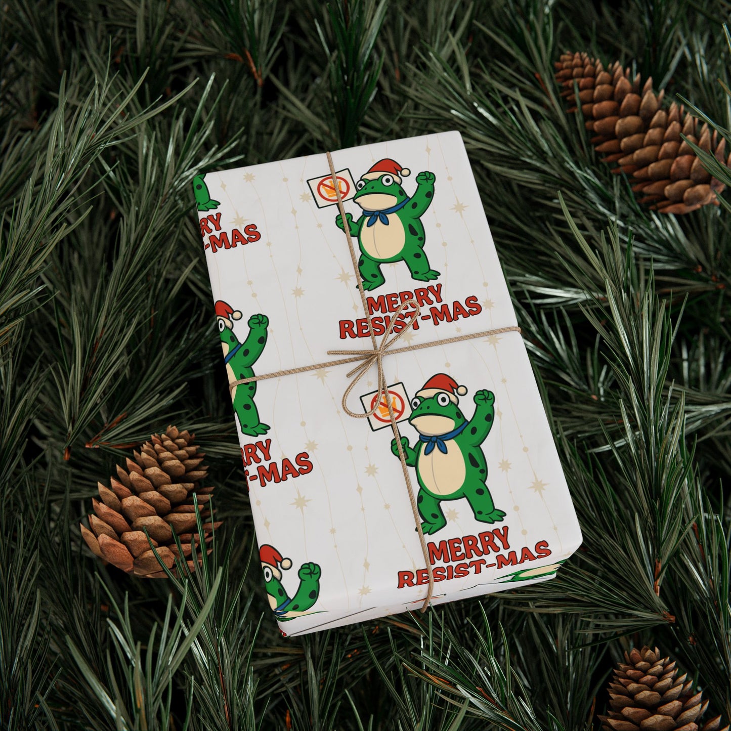 Wrapping Paper — Merry Resist-mas Frog Holiday Gift Wrap