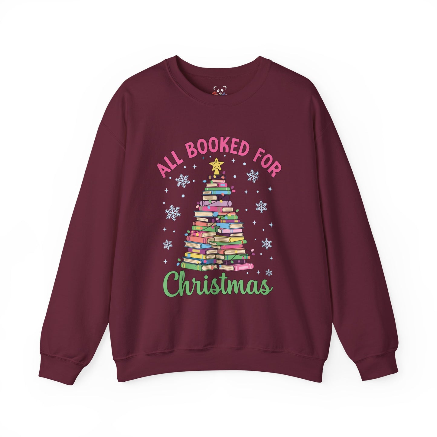 "All Booked for Christmas" Cozy Pastel Crewneck Sweatshirt