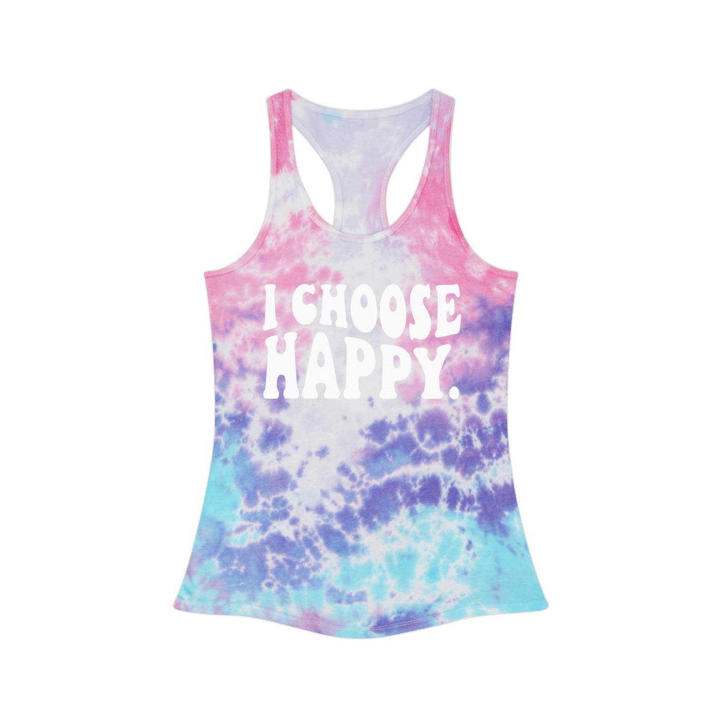 I Choose Happy Tie-Dye Ladies Racerback Tank