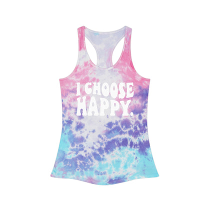 I Choose Happy Tie-Dye Ladies Racerback Tank