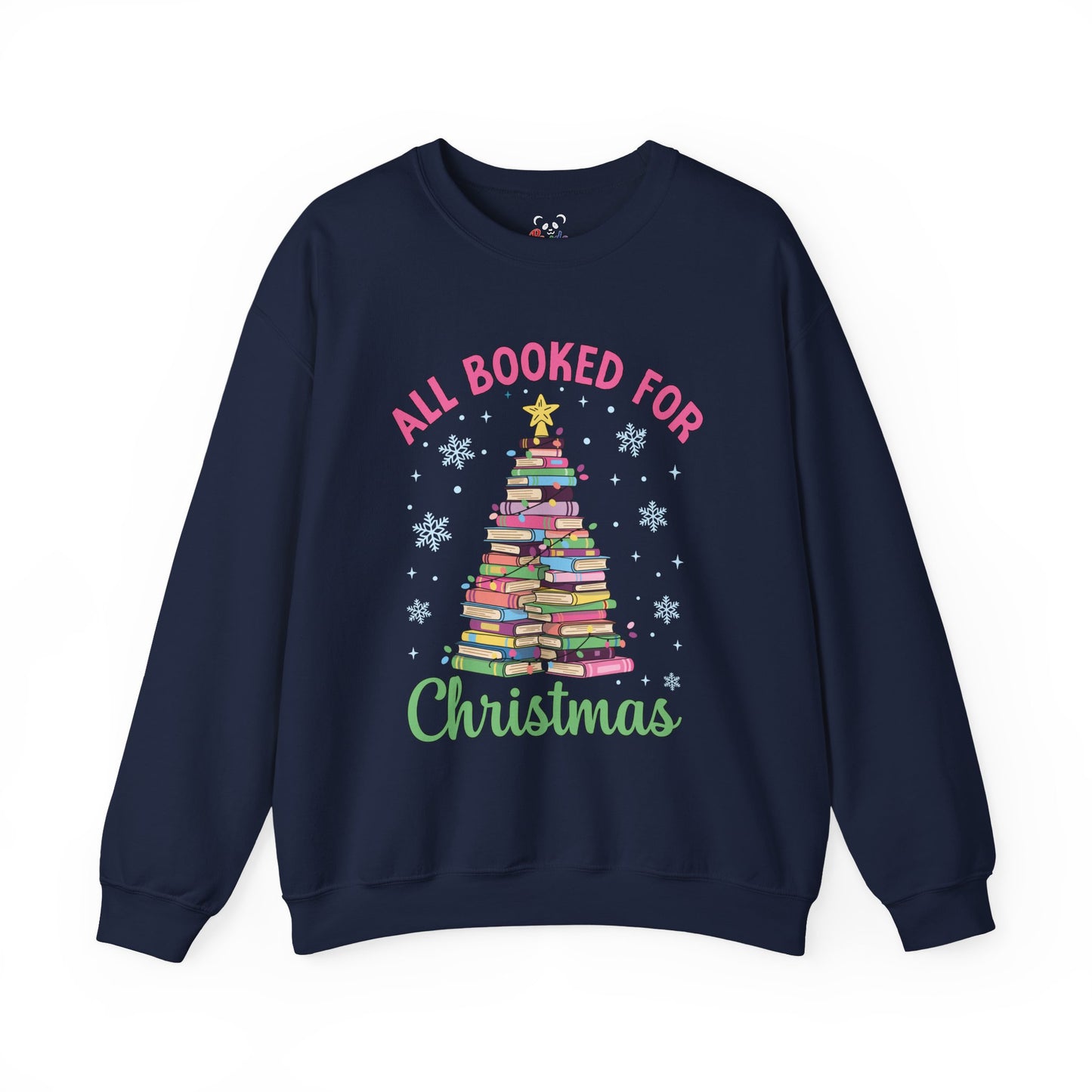 "All Booked for Christmas" Cozy Pastel Crewneck Sweatshirt