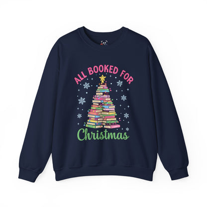 "All Booked for Christmas" Cozy Pastel Crewneck Sweatshirt