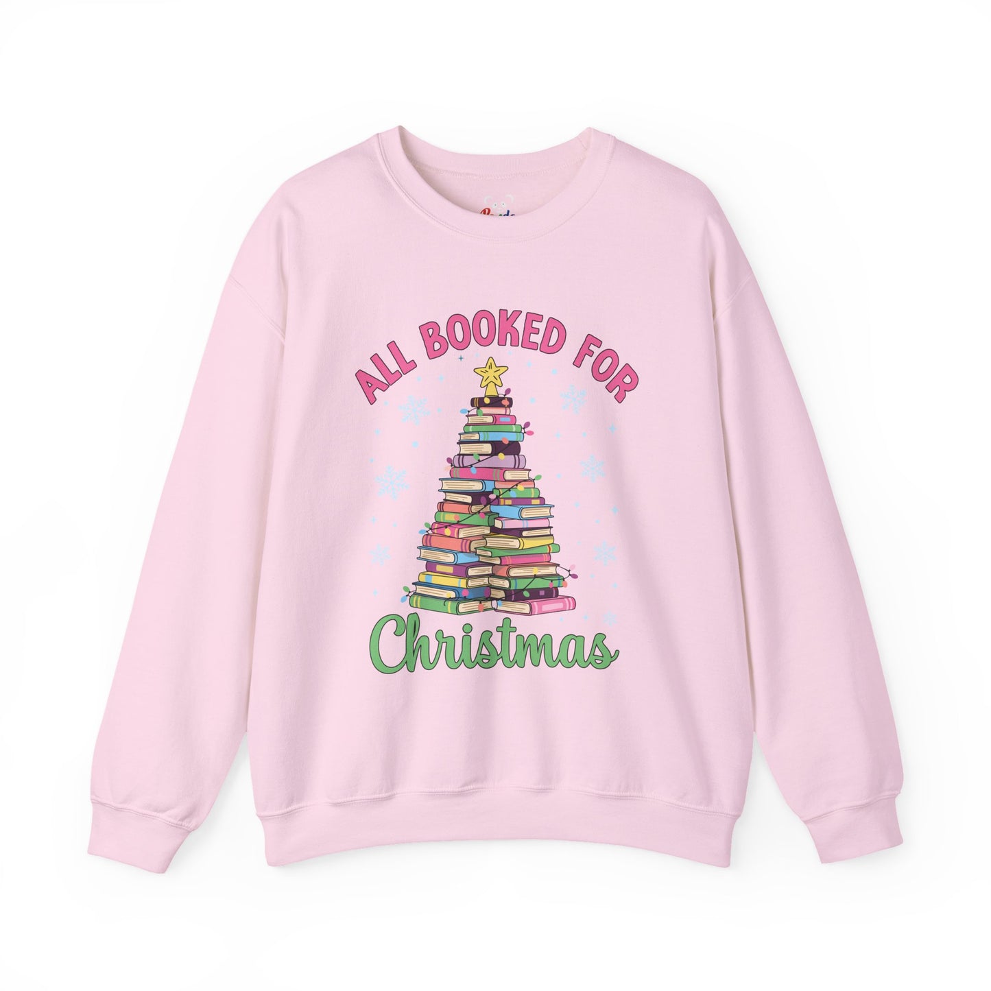 "All Booked for Christmas" Cozy Pastel Crewneck Sweatshirt