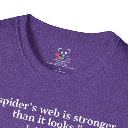 Unisex Resist Spiderweb Quote T-Shirt — "A spider's web is stronger than it looks" Fundraiser Tee