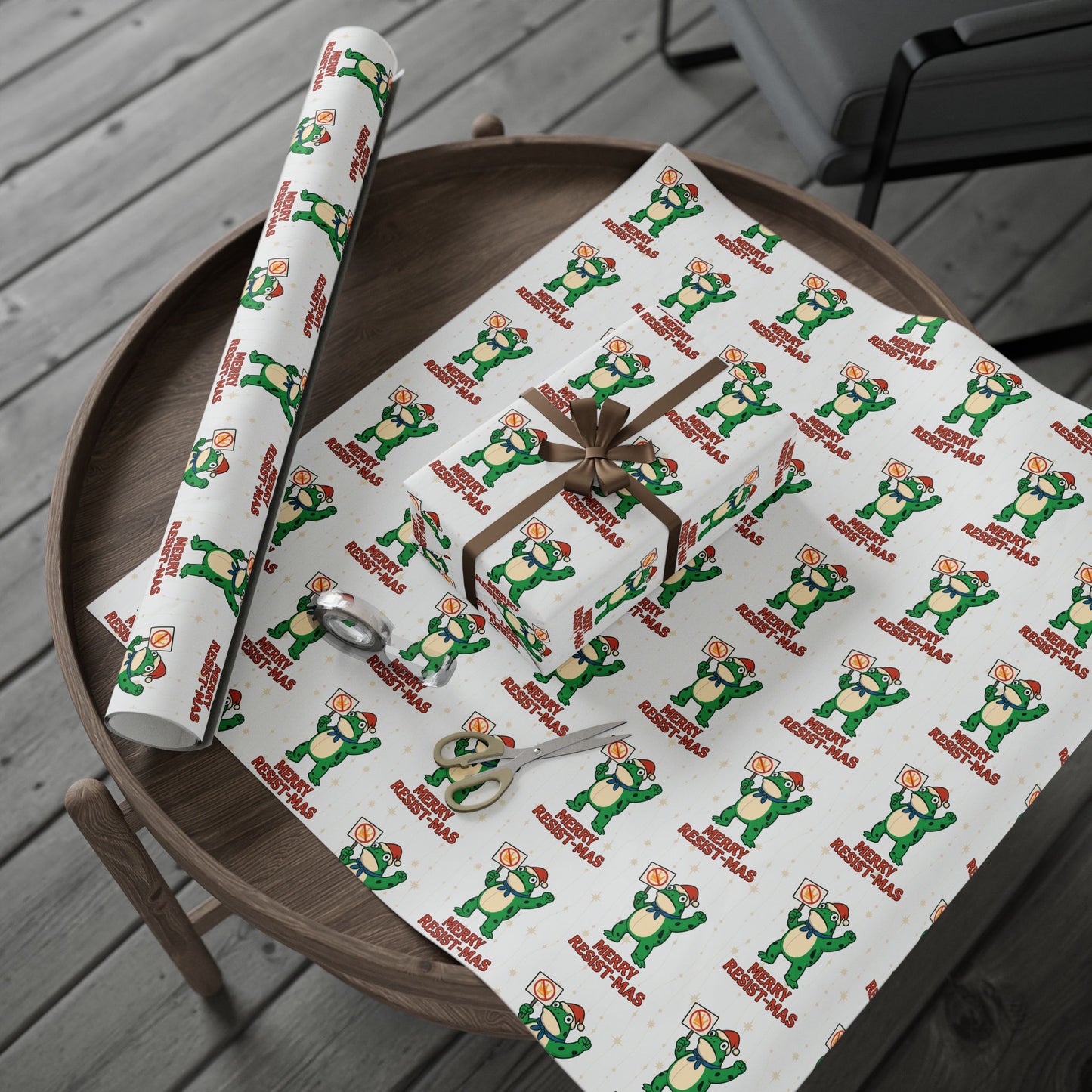 Wrapping Paper — Merry Resist-mas Frog Holiday Gift Wrap