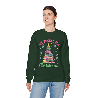 "All Booked for Christmas" Cozy Pastel Crewneck Sweatshirt