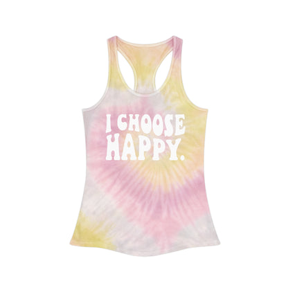 I Choose Happy Tie-Dye Ladies Racerback Tank