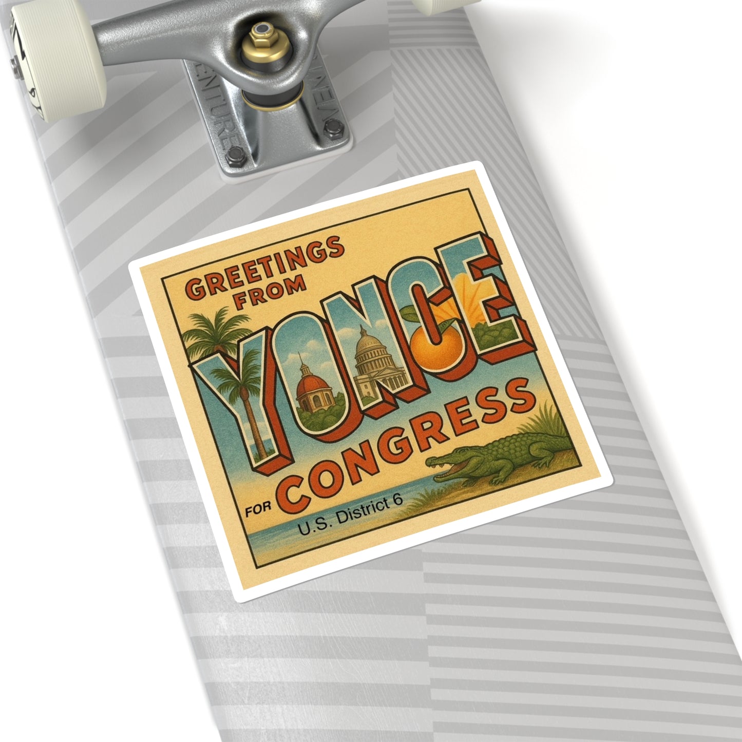 Vinyl Stickers - Greetings from Yonce for Congress Vintage Style Square Sticker