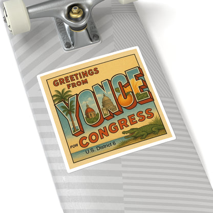 Vinyl Stickers - Greetings from Yonce for Congress Vintage Style Square Sticker