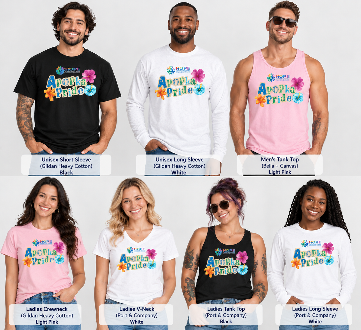 Apopka Pride - Blooming Florals Logo Cotton T-shirts & Tanks