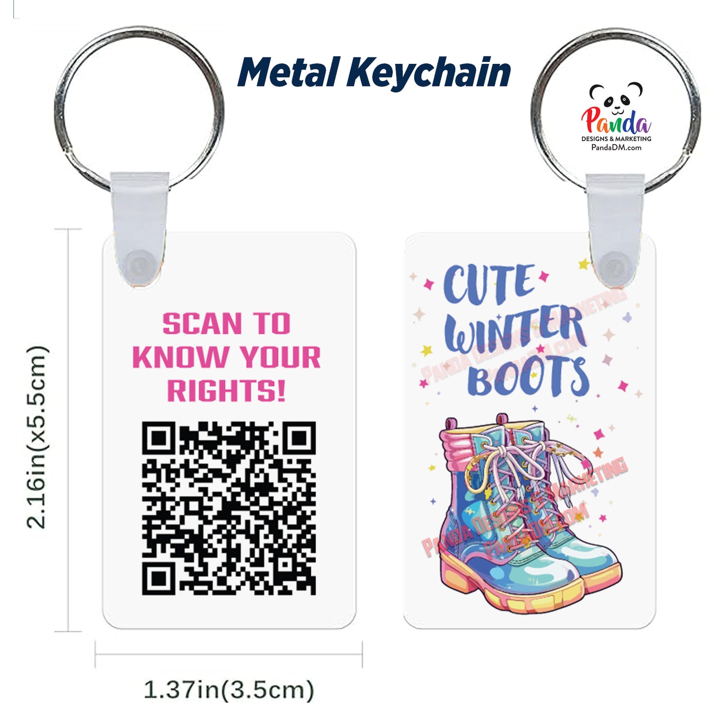 Cute Winter Boots Metal Keychain – Know Your Rights, Stay Protected