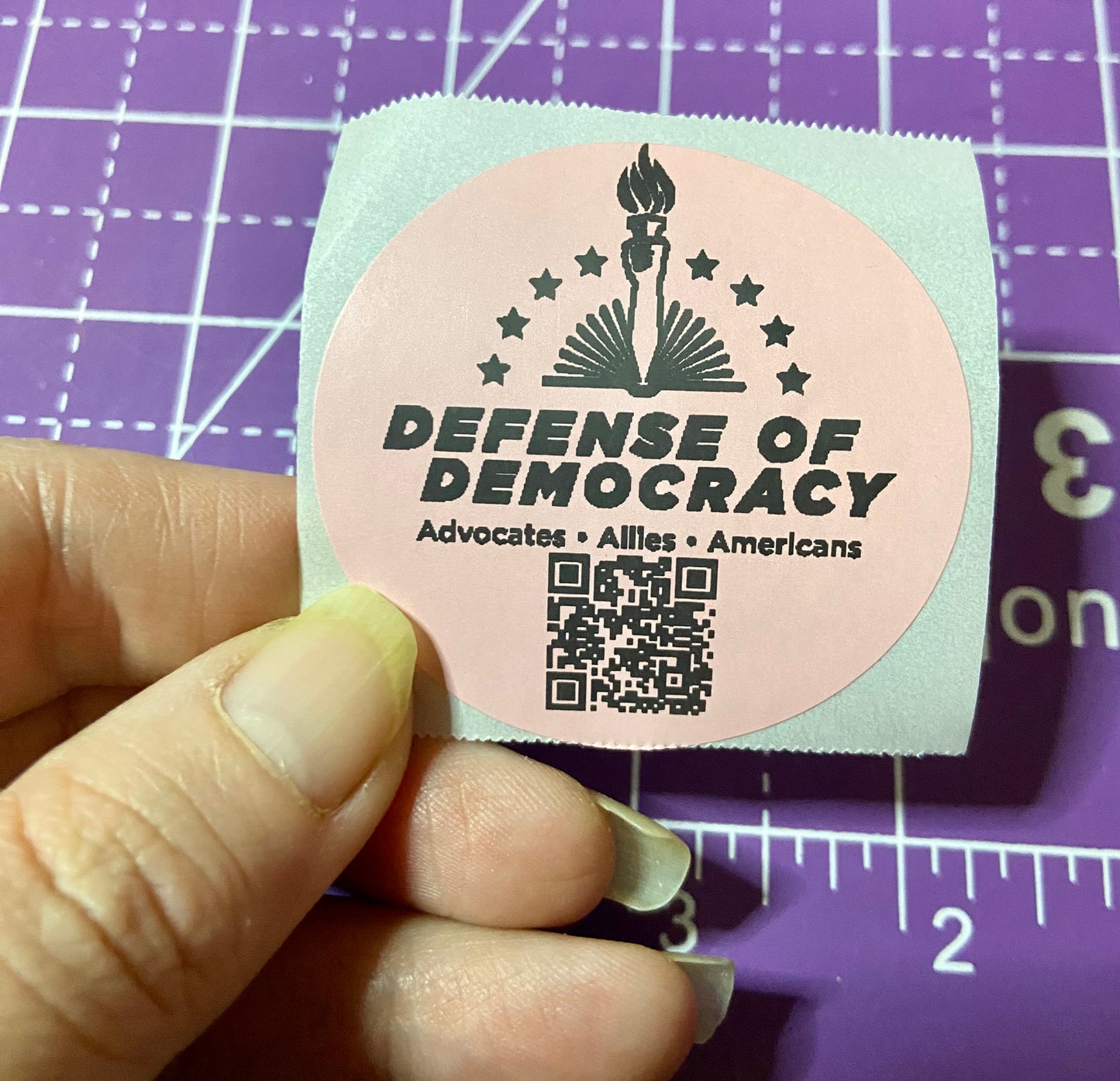 Bulk Thermal Stickers Defense of Democracy