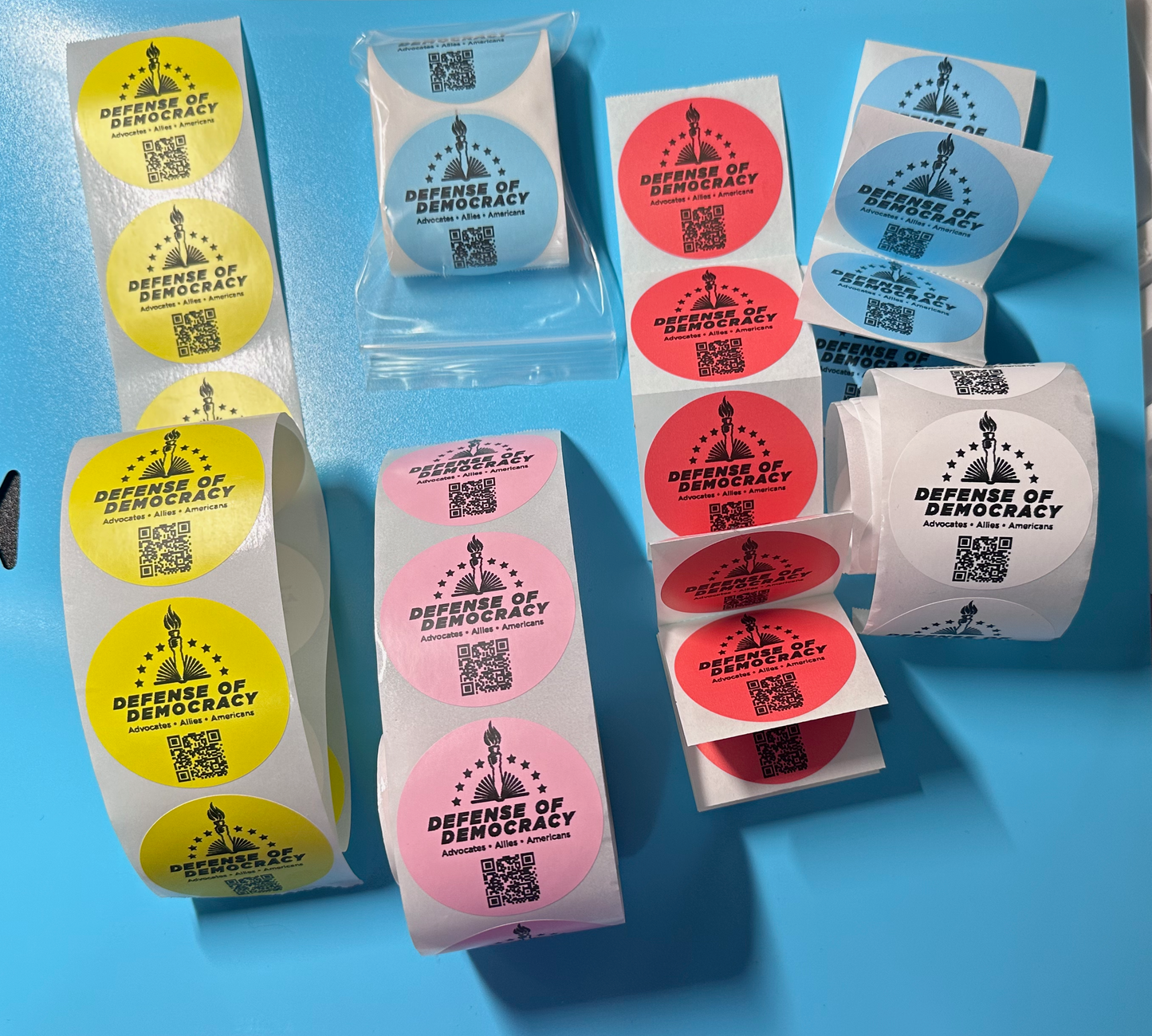 Bulk Thermal Stickers Defense of Democracy