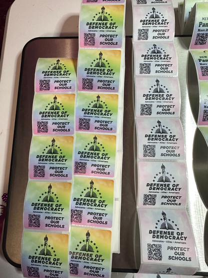Bulk Thermal Stickers Defense of Democracy