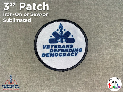 Veterans Defending Democracy Patches - 3" Iron-On or Sew On Sublimated patches with black border  - Official Merch for Defense of Democracy