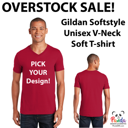 Overstock SALE: Red Unisex V-Neck Gildan Softstyle Unisex T-shirts