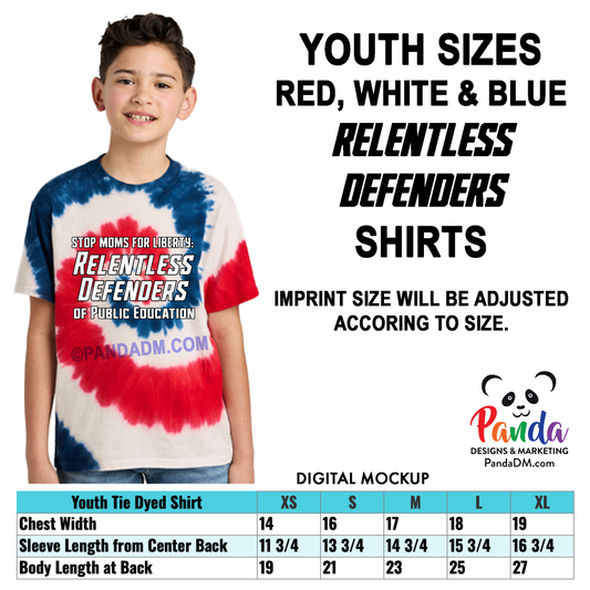 Youth Red, White, & Blue Relentless Defenders Tie Dyed T-shirts (SMFL)