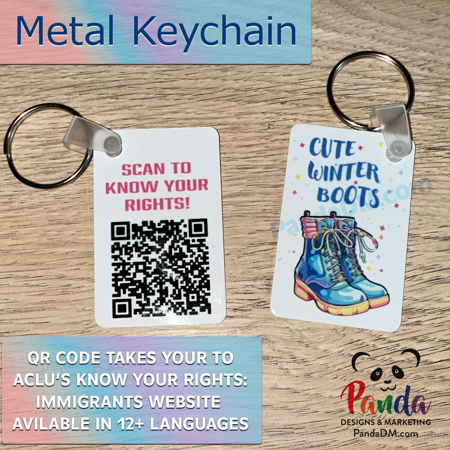 Cute Winter Boots Metal Keychain – Know Your Rights, Stay Protected