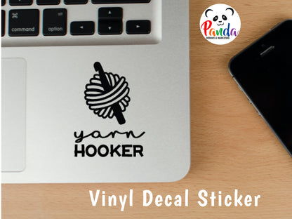 Yarn Hooker Extreme conditions vinyl decal for cars, boots and outdoor use. Funny die-cut sticker withstands elements and lasts. 3M adhesive