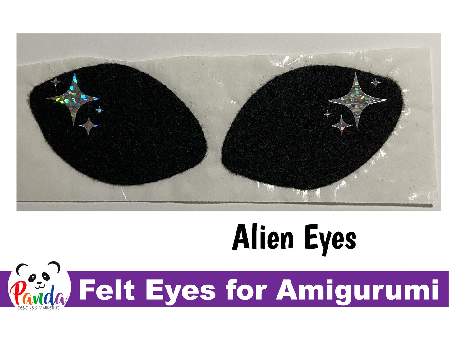 Alien Shaped Felt Eyes with Stars for Amigurumi - 4 Pairs