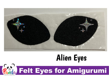 Alien Shaped Felt Eyes with Stars for Amigurumi - 4 Pairs