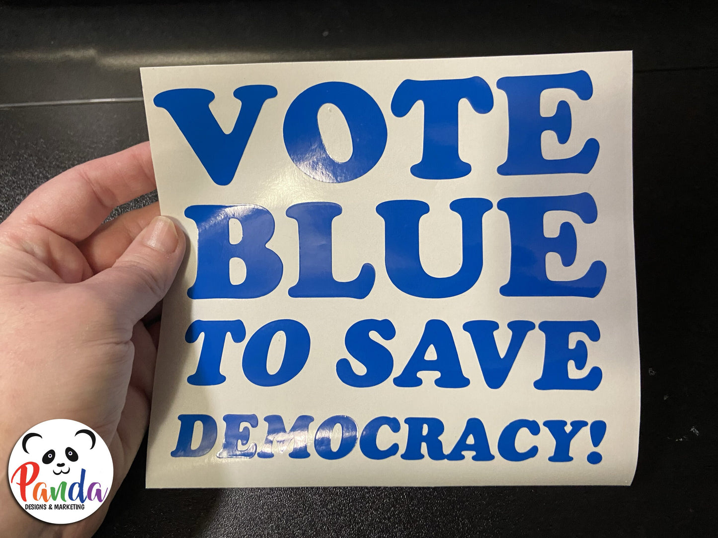 Vote Blue to Save Democracy Vinyl Decals for Cars, Laptops, Water bottles, hydro flasks and more. Multiple die cut size options and designs.