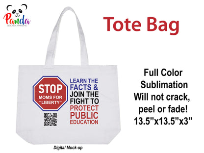 STOP Moms for "Liberty" Tote Bag with QR Code.
