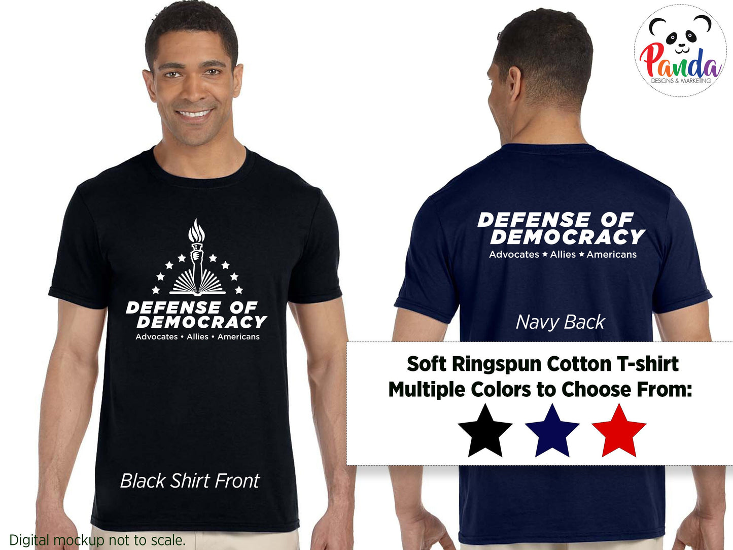 Defense of Democracy T-shirt: Unisex, Ladies V-neck or Longsleeve