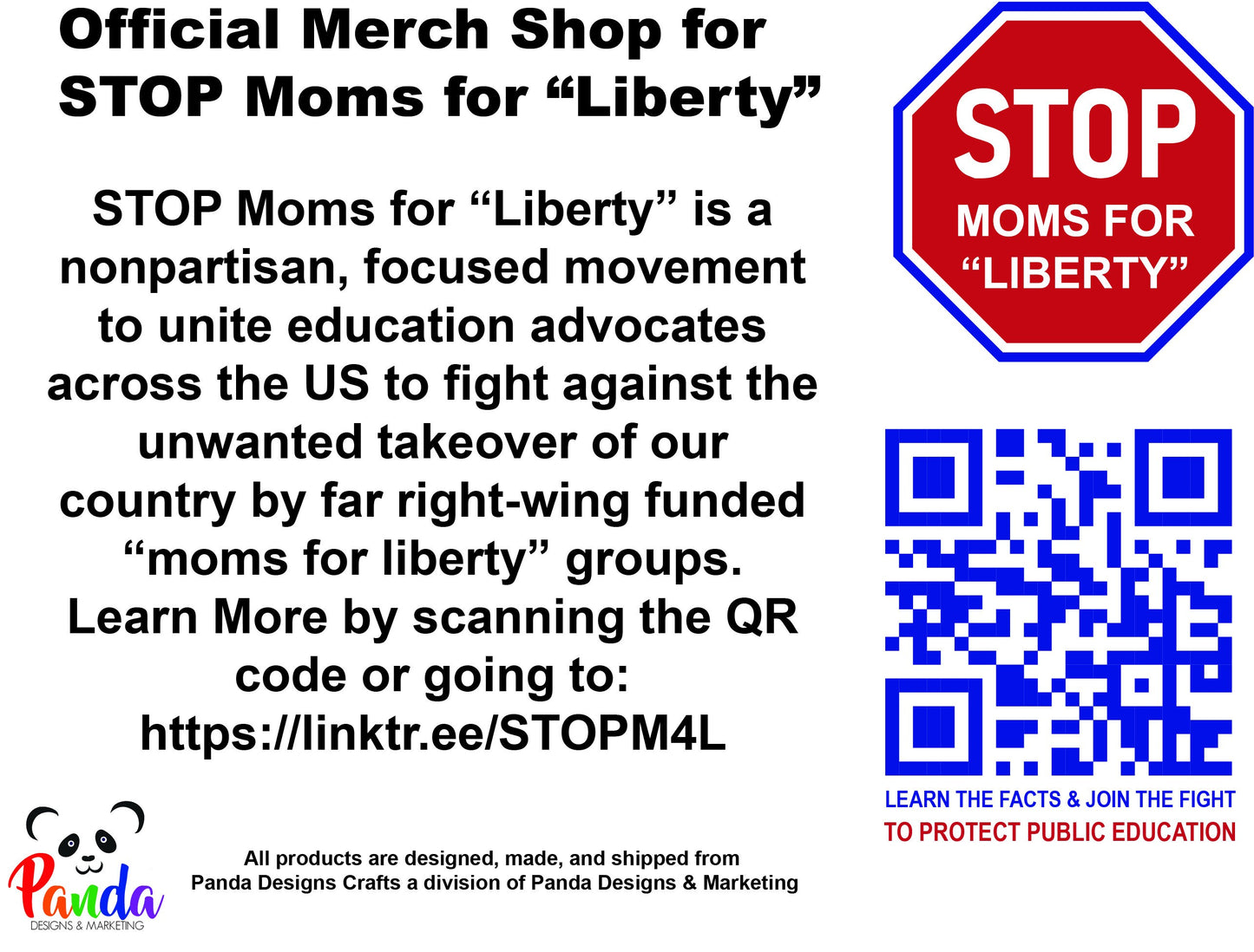 STOP Moms for Liberty 8" Aluminum STOP Sign
