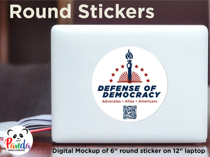 Round Laminated Stickers Defense of Democracy