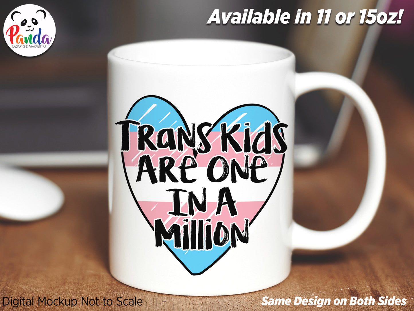 Trans Kids are One in a Million Mug. Transgender Rights coffee or tea cup. 2 Sizes sublimated full color.  Portion of proceeds donated.