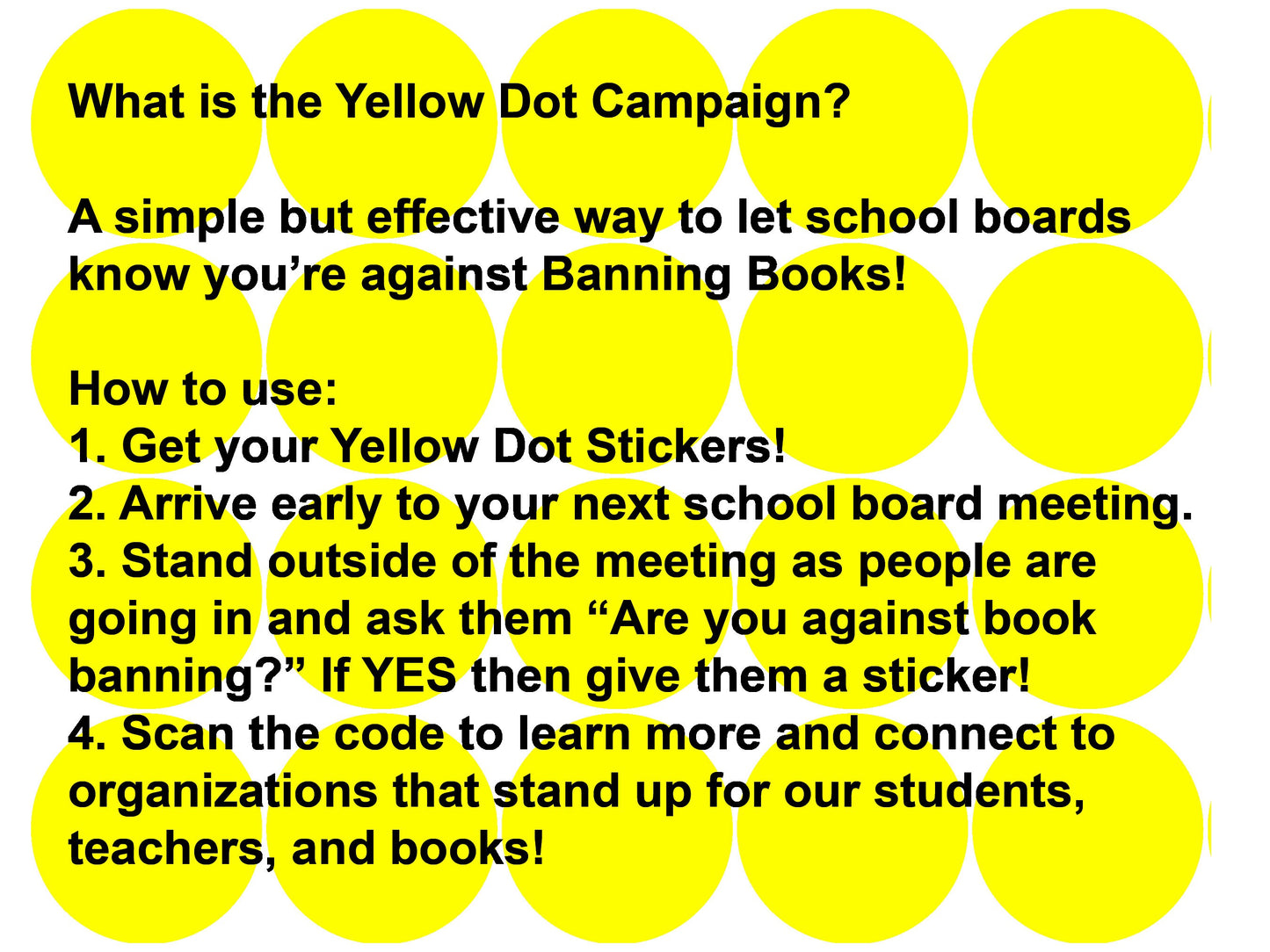 Yellow Dot Stickers to STOP Banning Books